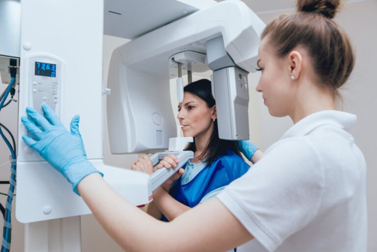 Woman giving an x-ray