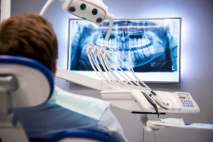 Patient receiving a dental x ray